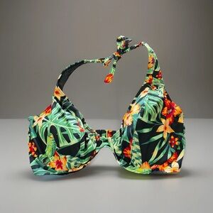 Sunsets Hibiscus Hideaway Halter Bikini Swim Top, US  40F/ 38G / 36H NWT